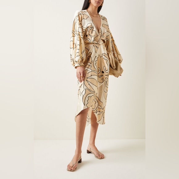 Johanna Ortiz Golden Opportunity Silk Midi Wrap Dress (D9) - Picture 4 of 11